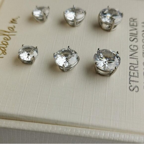 CZ cubic zirconia sterling silver stud earrings set 🆕 - Picture 3 of 4